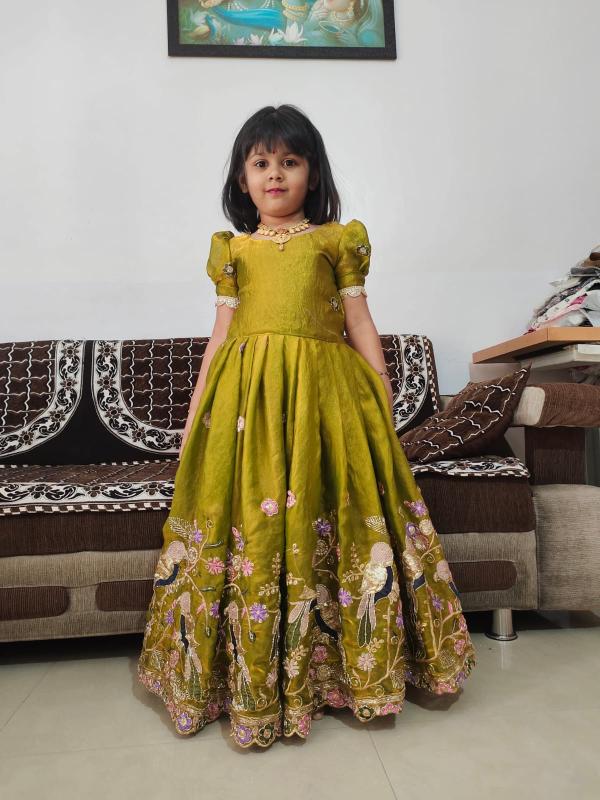 kids koti gown silk Yellow Kids fashion wholesale